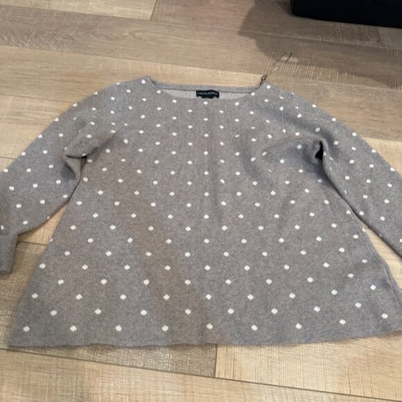 CYNTHIA ROWLEY WOMENS GRAY POLKA DOT SWEATER MEDIUM - Picture 2 of 7